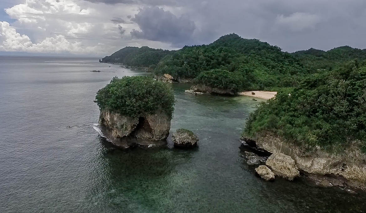 drone photo of rock formation at talisoy beach in virac catanduanes philippines